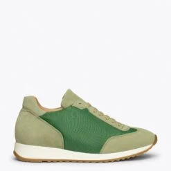 CASUAL - Sneakers Cuir VERT Et Nylon