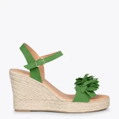 ZAHARA - Espadrilles Hautes Avec Fleurs VERT
