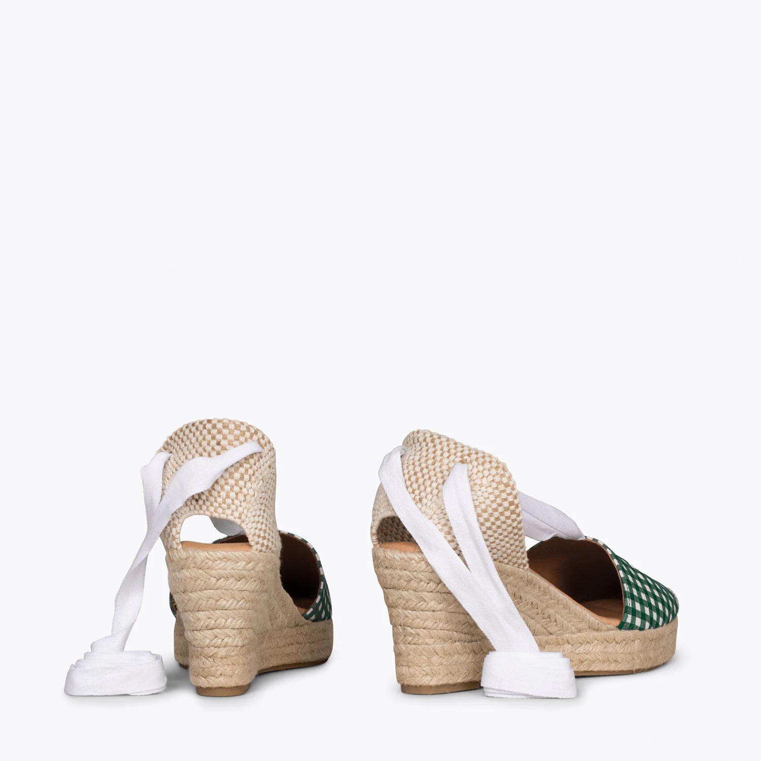 VERA - Espadrilles à Carreaux Vichy VERT Avec Lacets – Image 3
