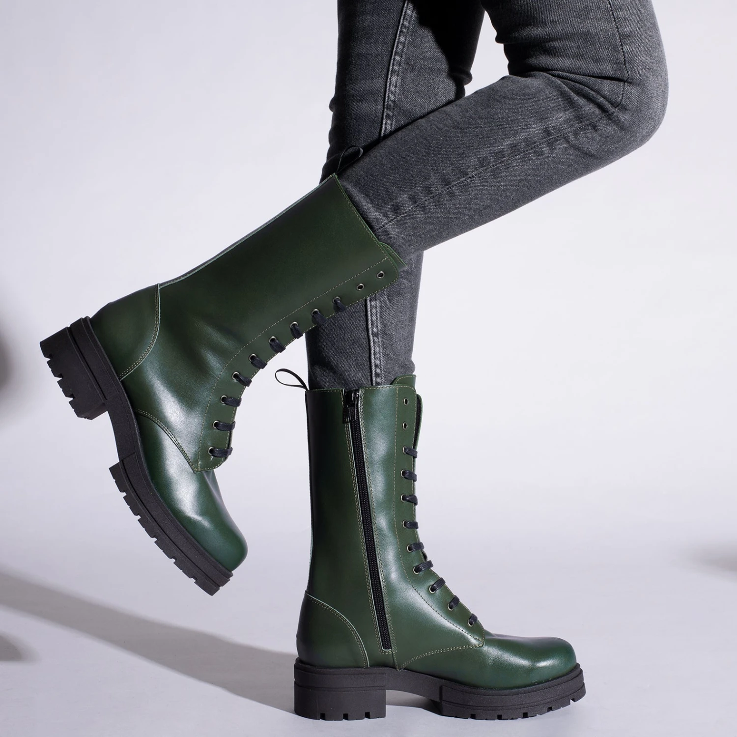 ARMY - Botte Militaire Haute VERT Ă Lacets â Image 6
