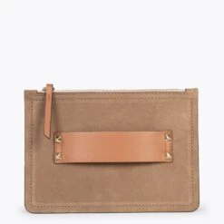 CLASSIC - Pochette à Double Compartiment Pour Femme TAUPE