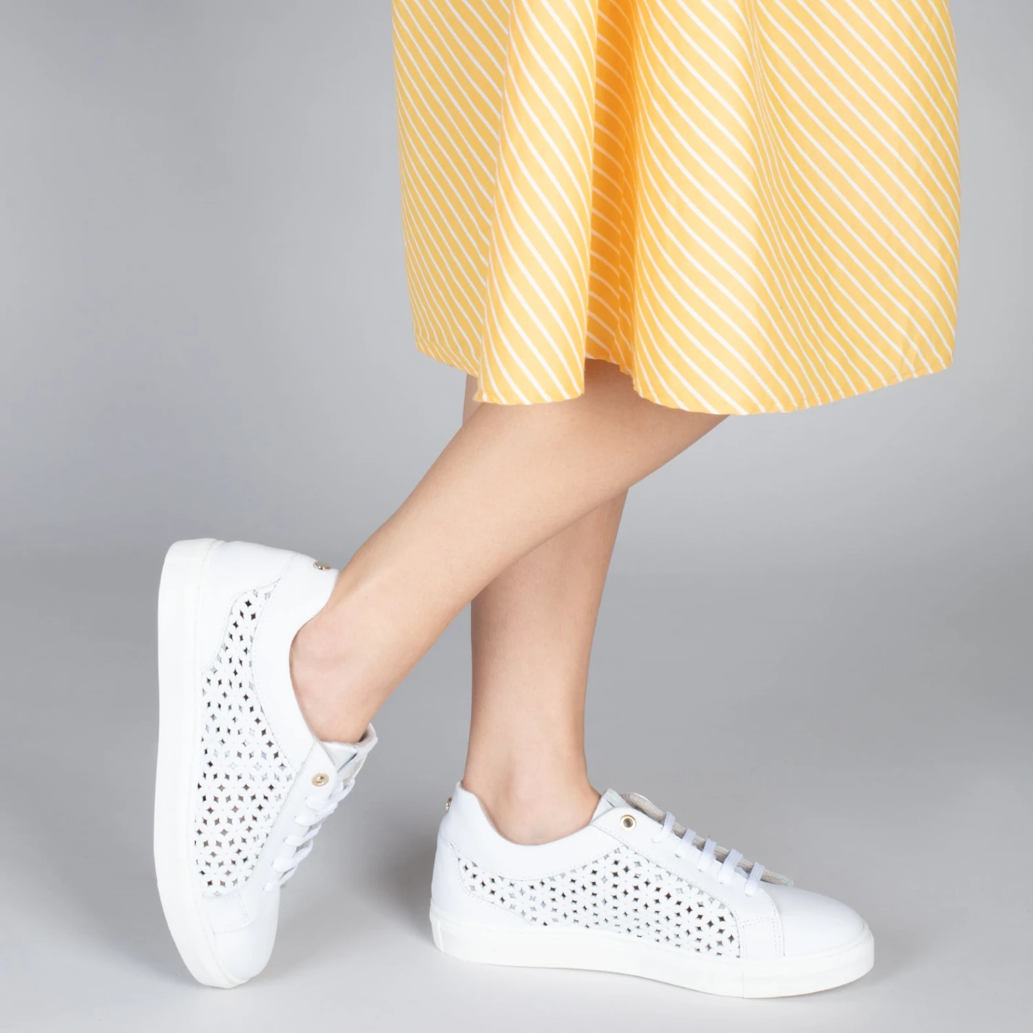 BREATHE – Baskets En Cuir Nappa Ajouré BLANC – Image 6