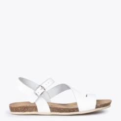 LIS – Sandales BIO En Cuir De Vachette BLANC