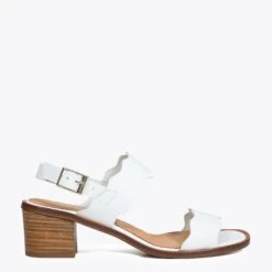 VAGUES - SANDALE POUR FEMME À PETIT TALON BLANC