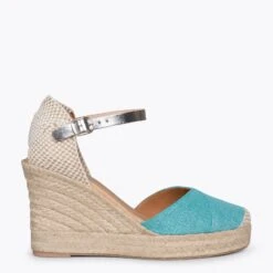 CONIL - Espadrilles à Talon Haut En Lin BLEU