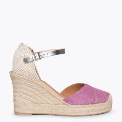 CONIL - Espadrilles à Talon Haut En Lin FUCHSIA