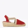 EIVISSA - Espadrille à Talon Compensé ROUGE Avec élastiques Métalliques