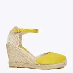 PROMENADE - ESPADRILLE À TALON COMPENSÉ MOUTARDE