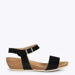 OAK – Sandales Compensées Bio En Nubuck NOIR