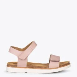 ARALIA - Sandales Plates Avec Velcro NUDE