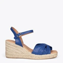 CÁDIZ - Sandales En Jute BLEU Et Bout Carré