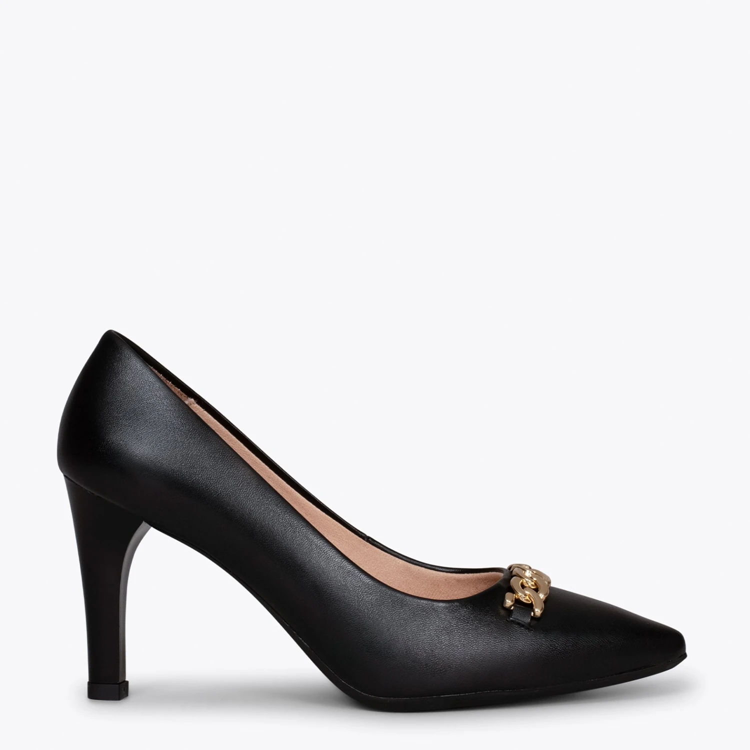 NIGHT - Chaussures NOIR à Talon Haut Avec Détail Doré