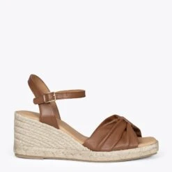 CÁDIZ - Sandales En Jute MARRON Et Bout Carré