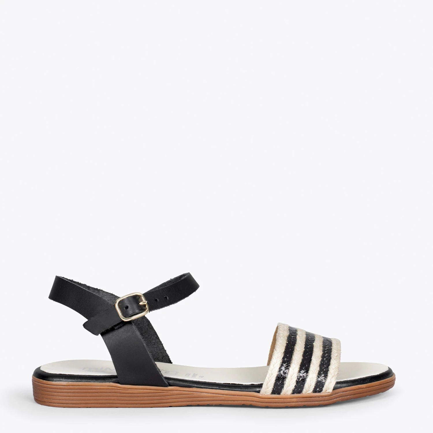 CERES - Sandales Plates Métallisées NOIR