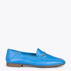 STYLE – Mocassins En Cuir Avec Détail Métallique BLEU