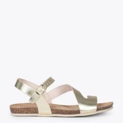 LIS – Sandales BIO En Cuir De Vachette DORÉ