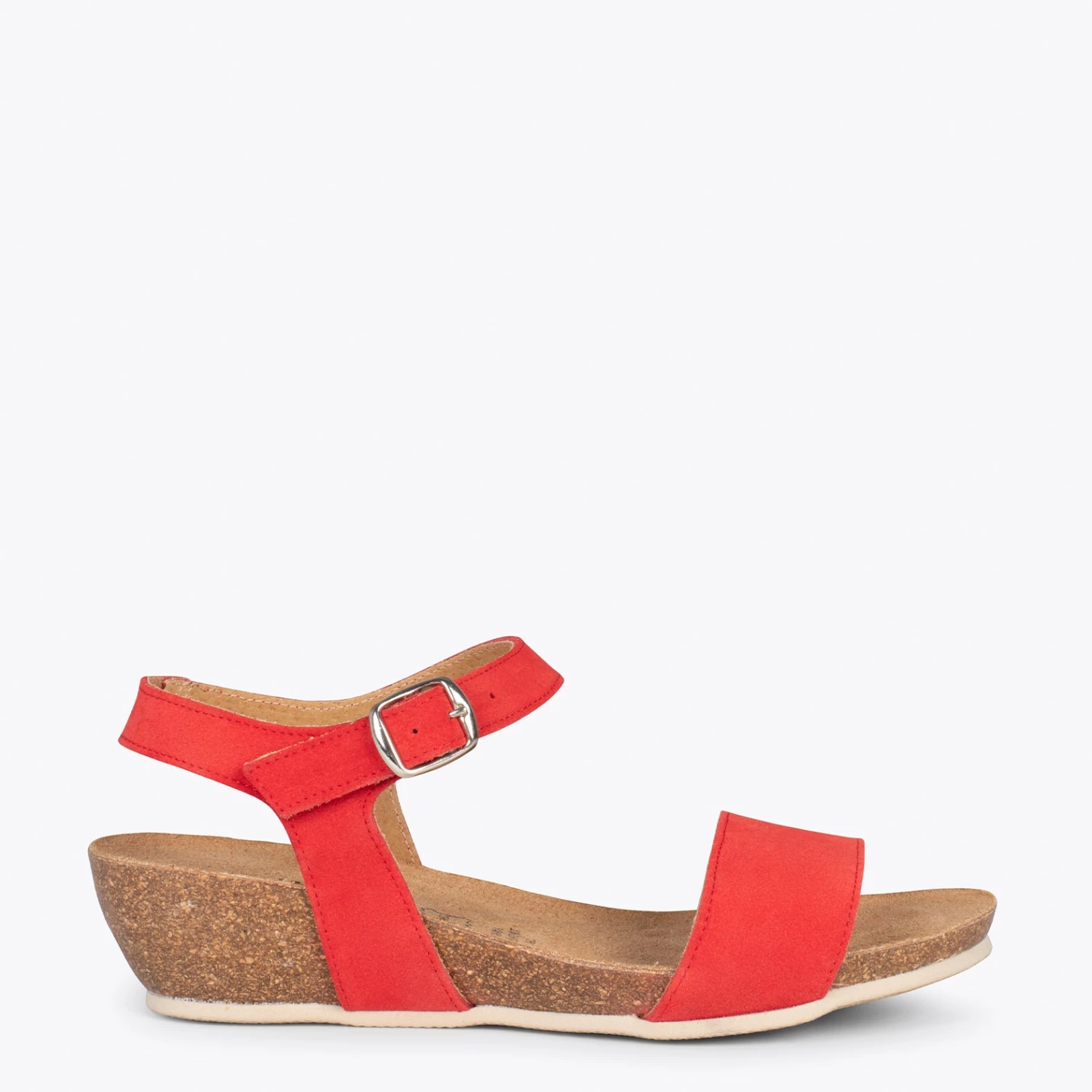 OAK – Sandales Compensées Bio En Nubuck ROUGE