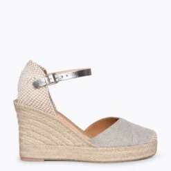 CONIL - Espadrilles à Talon Haut En Lin BEIGE